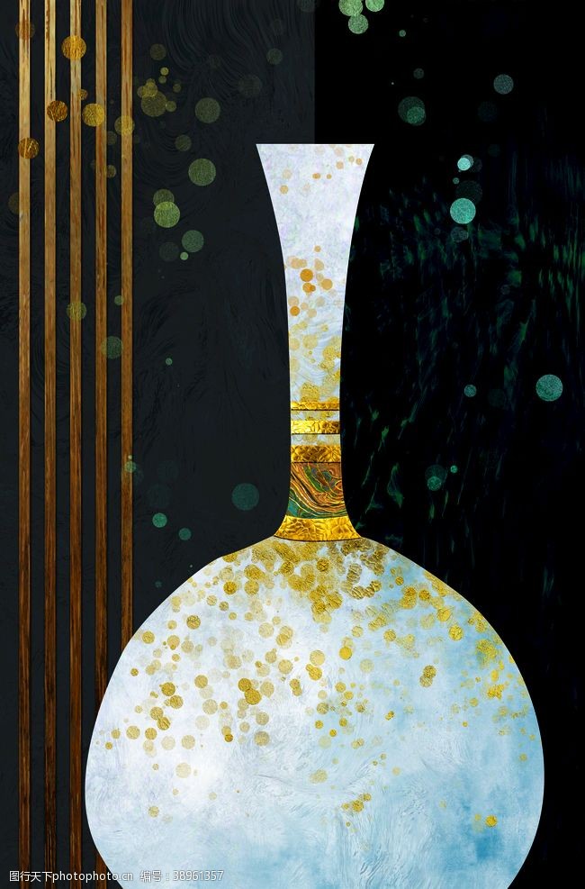 现代风格油画花瓶装饰画图片
