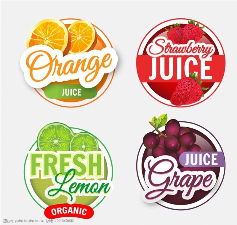 水果汁标签矢量水果果汁标签图片
