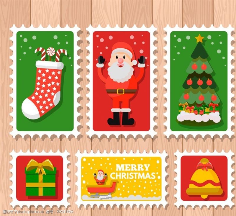 邮票设计彩色圣诞邮票图片