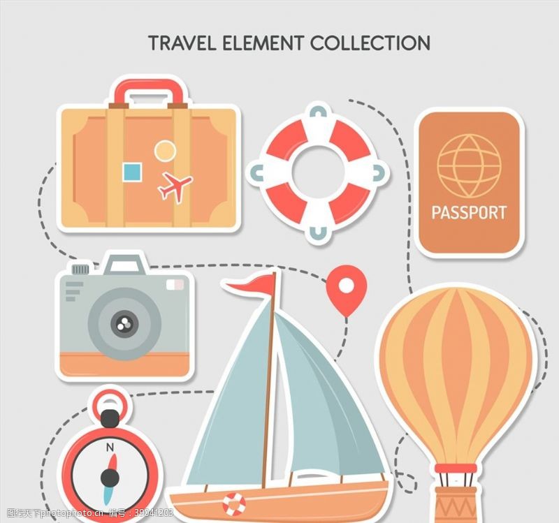 救生圈创意旅行元素贴纸图片