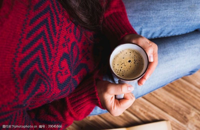 人物女性休闲咖啡书本背景素材图片