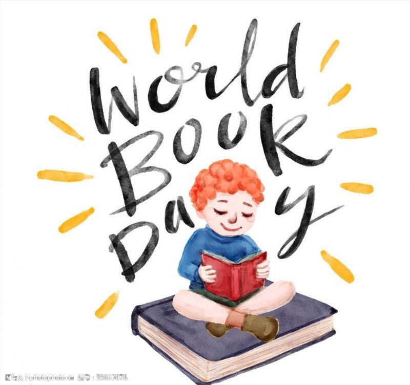 矢量书籍世界图书日阅读男孩图片