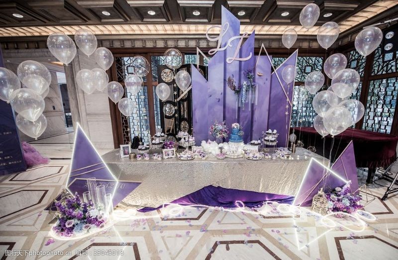 水彩素材紫色婚礼图片
