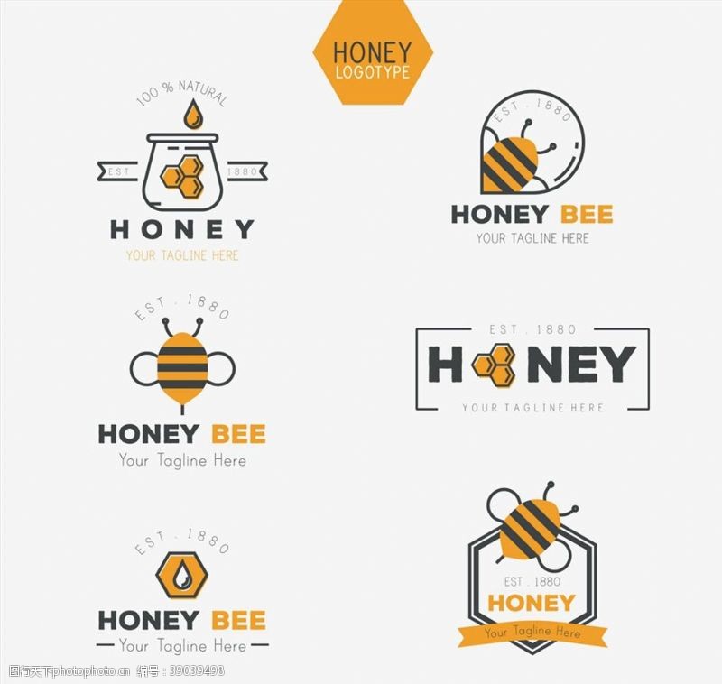 蜜蜂窝创意蜂蜜标志图片