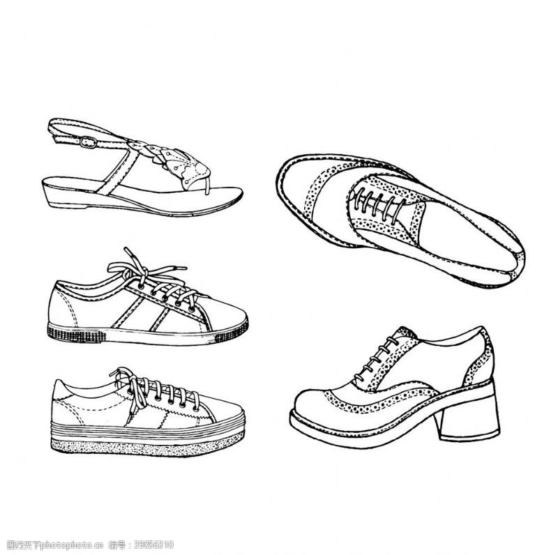时尚运动鞋黑白线稿鞋.图片
