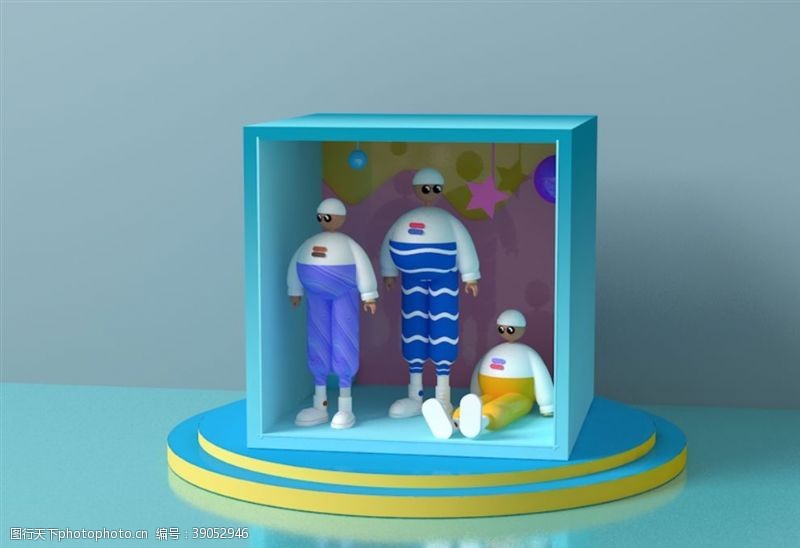 3d模型人物玩偶橱窗图片