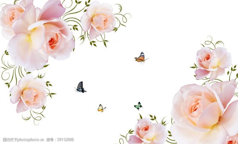 山石花卉背景墙图片