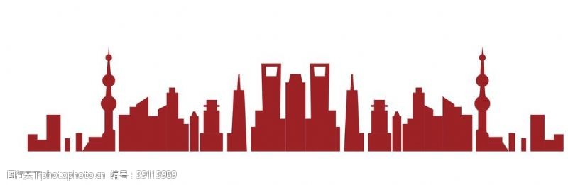 建筑背景建筑上海城市剪影图片