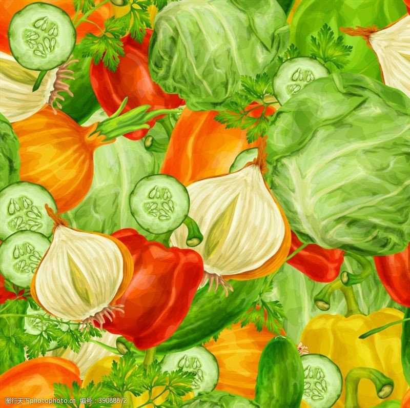 洋葱彩绘蔬菜无缝背景图片