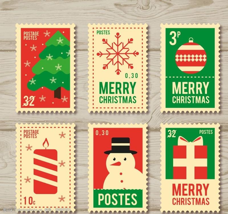 彩色圣诞节邮票图片
