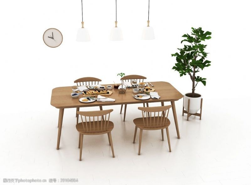 餐厅3d效果图餐桌室内装饰图片