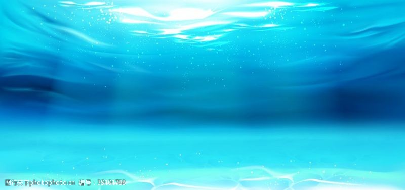 可爱阳光背景蓝色海底矢量图图片