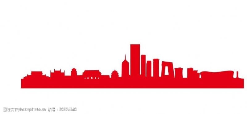矢量北京城市建筑剪影图片
