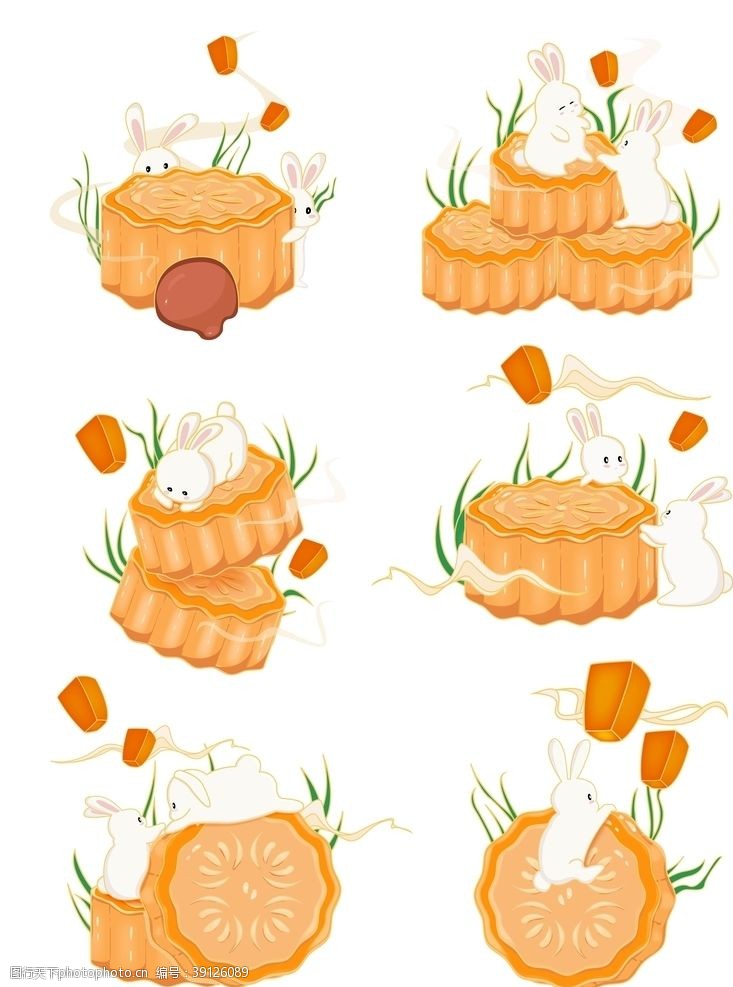 月饼文化中秋元素兔宝宝月饼图片
