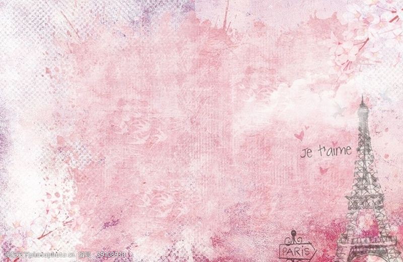 巴黎铁塔粉色背景图片