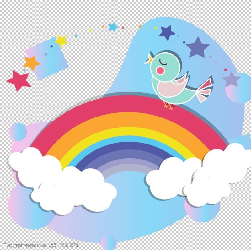 云彩彩虹卡通云朵彩云儿童节素材图片