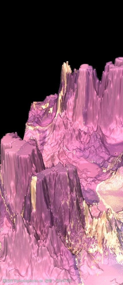 微粉粉色鎏金山体图片