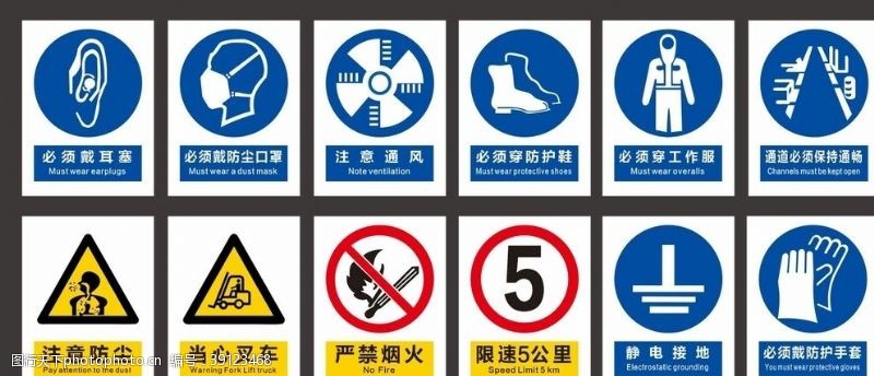 工地鞋警示牌安全标识禁止标识图片