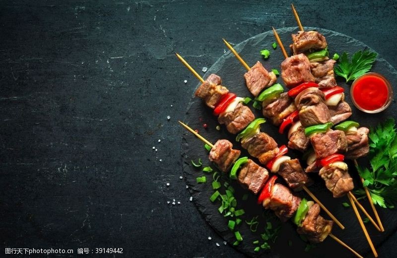 韩式烤肉烤肉串烧烤彩椒肉串牛肉串图片