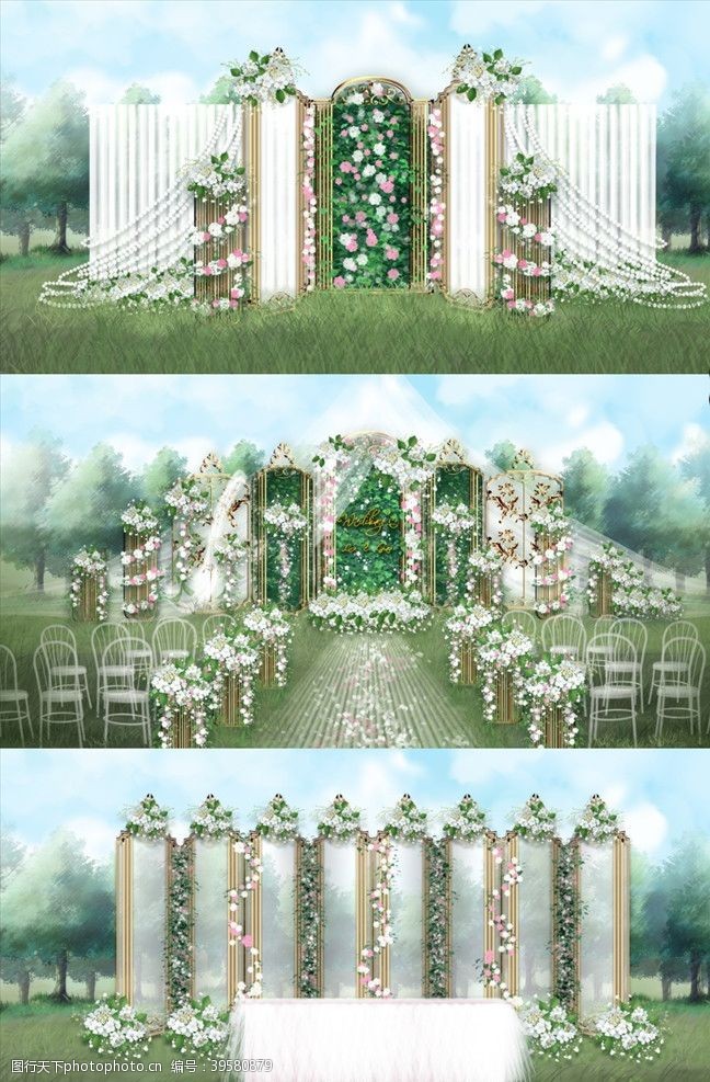 婚礼花环绿色户外婚礼图片