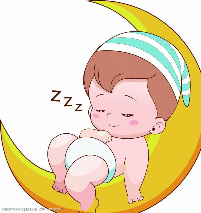 睡美人在月亮上睡觉的小男孩图片