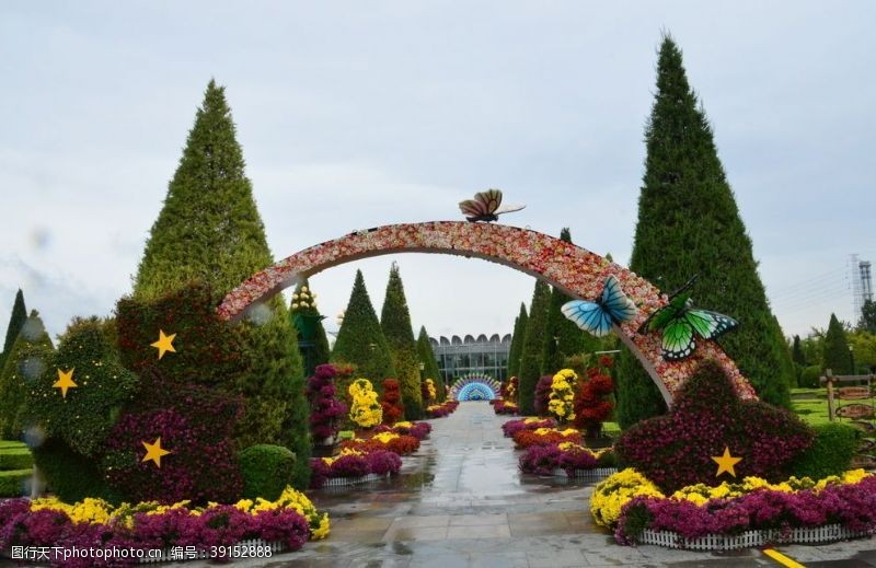 立体花坛园林风景图片